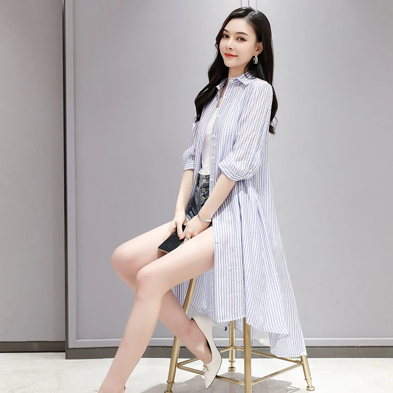 2020 Women's Casual Over-the-Knee Long Bottoming Shirt Loose Large Size Chiffon Colorblock Striped Dress
2020 Women's Casual Over-the-Knee Long Bottoming Shirt Loose Large Size Chiffon Colorblock Striped Dress