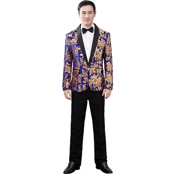 2020 Men's Fashion Shawl Lapel Blue Gold Printing Velvet Flower Sequin Suit Jacket Sj Singer Clothes Jacket Stage Suit
2020 Men's Fashion Shawl Lapel Blue Gold Printing Velvet Flower Sequin Suit Jacket Sj Singer Clothes Jacket Stage Suit