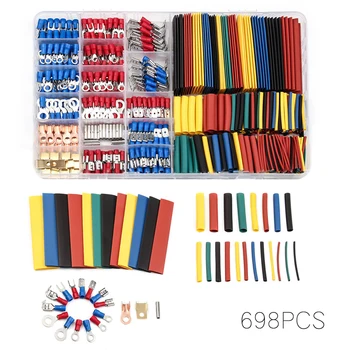 698PCS Assorted Insulated Electrical Wire Terminals Crimp Connector Spade Butt Ring Fork Set Heat Shrink Tubing Cable Kit Tools
698PCS Assorted Insulated Electrical Wire Terminals Crimp Connector Spade Butt Ring Fork Set Heat Shrink Tubing Cable Kit Tools