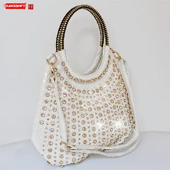 Luxury Fashion Diamond Bag Women Handbag Patent Leather Shoulder Bag Rhinestone Messenger Crossbody Bags White New Female Soft 
Luxury Fashion Diamond Bag Women Handbag Patent Leather Shoulder Bag Rhinestone Messenger Crossbody Bags White New Female Soft