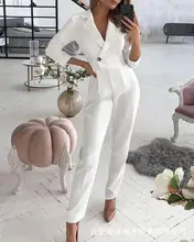 

Office Women's One-piece Pants Suit White Women's 2021 Monochrome New Overall Women's Wear