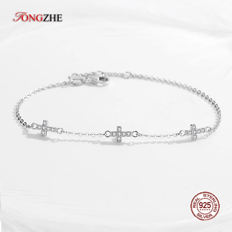 TONGZHE Luxury Cross Bracelet for Women 925 Sterling Silver Australia Crystal Charm Adjustable Chain Engagement Wedding Jewelry
TONGZHE Luxury Cross Bracelet for Women 925 Sterling Silver Australia Crystal Charm Adjustable Chain Engagement Wedding Jewelry