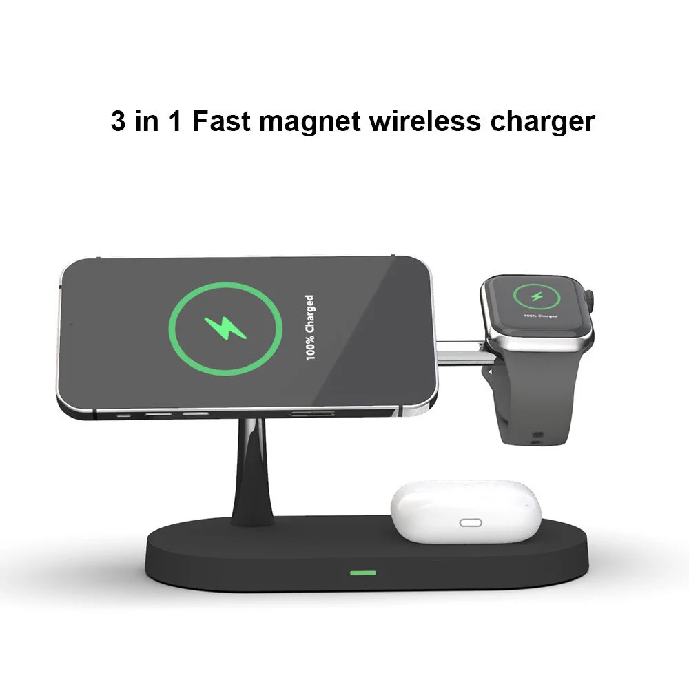 

Wireless Chargers Stand Dock for iPhone15 14 13 12 XSMAX XR Magnetic Charger for Apple iWatch Airpods 15W Fast Charging Station