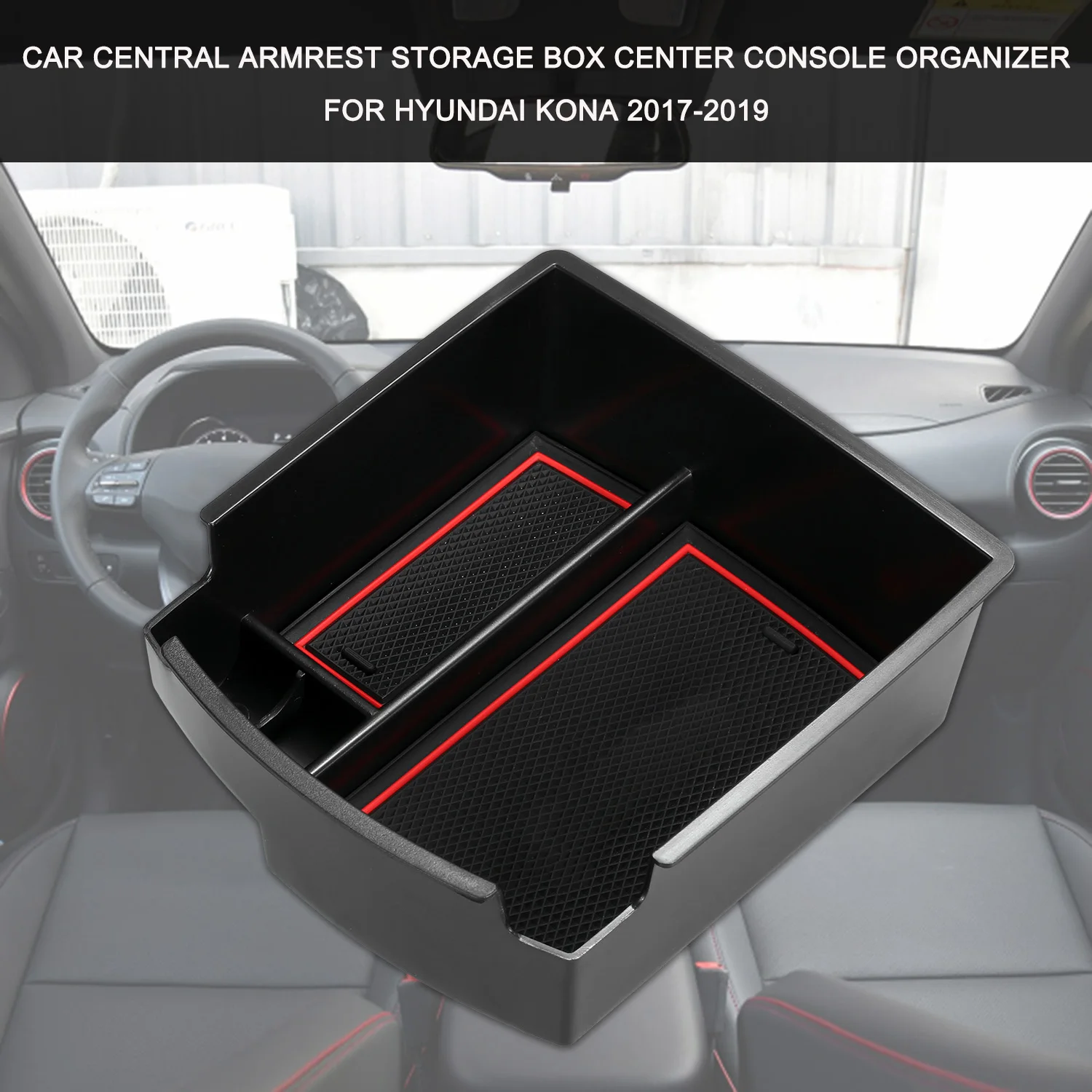 Car Center Console Organizer Tray for Hyundai Kona Armrest Secondary Storage Box Container