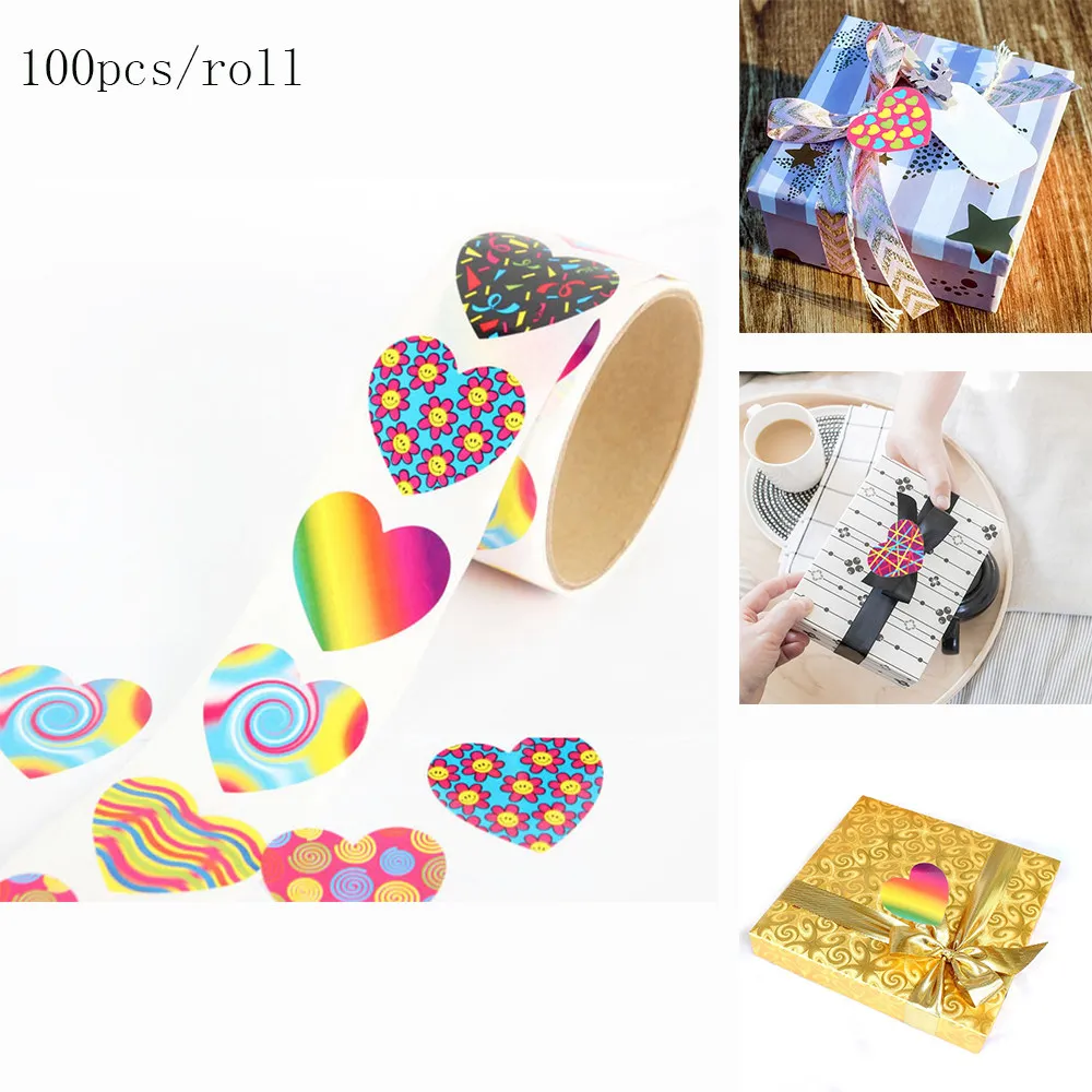 100pcs/roll Creative Adhesive Tape Colorful Heart Shape Label Sticker Baking Stickers Stationery Sticker
100pcs/roll Creative Adhesive Tape Colorful Heart Shape Label Sticker Baking Stickers Stationery Sticker