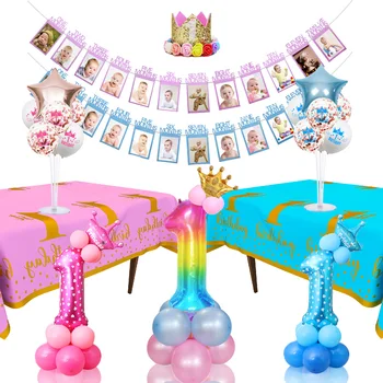 1 Birthday Decoration 12 Months Photo Frame Banner 1st Birthday Tablecloth My One 1 Year Crown Number Foil Balloons Baby Shower
1 Birthday Decoration 12 Months Photo Frame Banner 1st Birthday Tablecloth My One 1 Year Crown Number Foil Balloons Baby Shower