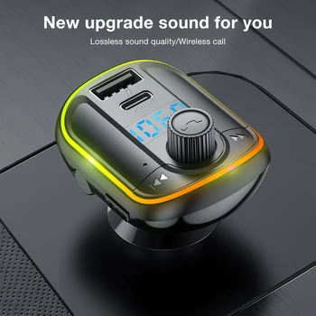 

High Quality Car MP3 Bluetooth FM Transmitter Bluetooth Player Colorful Atmosphere Light Voice Assistant PD18W Fast Charge T829