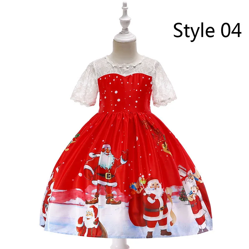 Christmas Dresses for Girls Santa Printed Sleeveless Xmas Dress Holiday Birthday Party Swing Dress 2-10Y 
