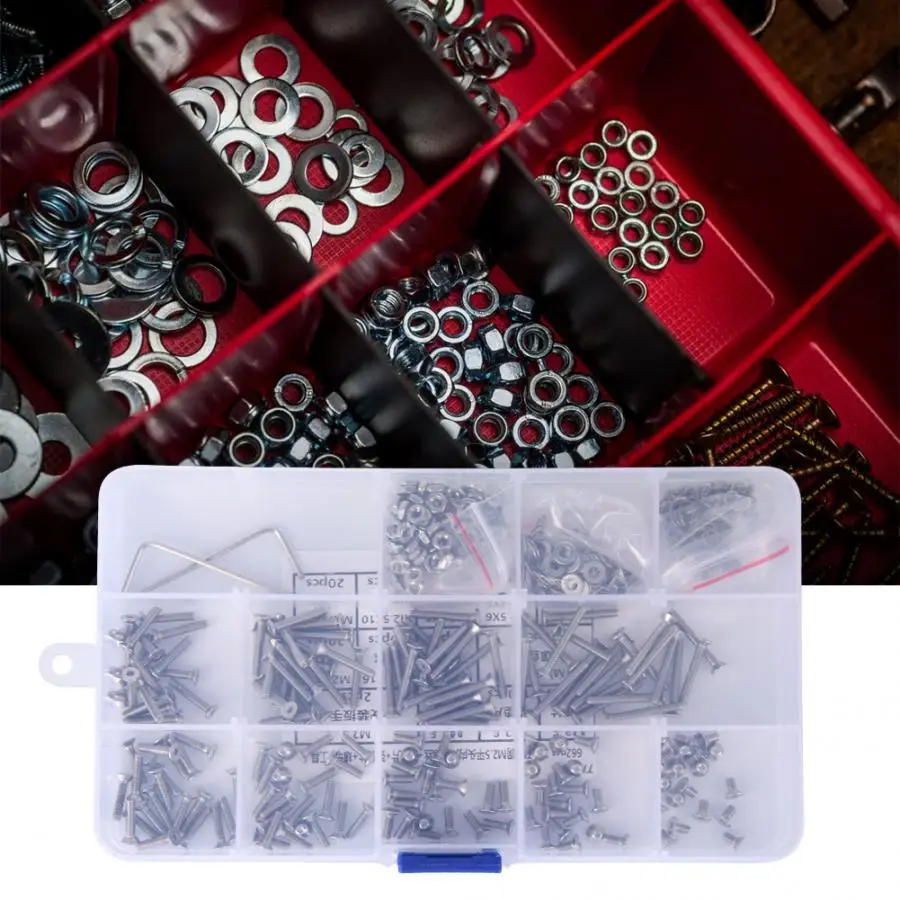 662Pcs M2.5 Countersunk Hex Socket Screw Nut Flat Washer Spring Gasket Assorted Kit tornillos de for laptop
662Pcs M2.5 Countersunk Hex Socket Screw Nut Flat Washer Spring Gasket Assorted Kit tornillos de for laptop