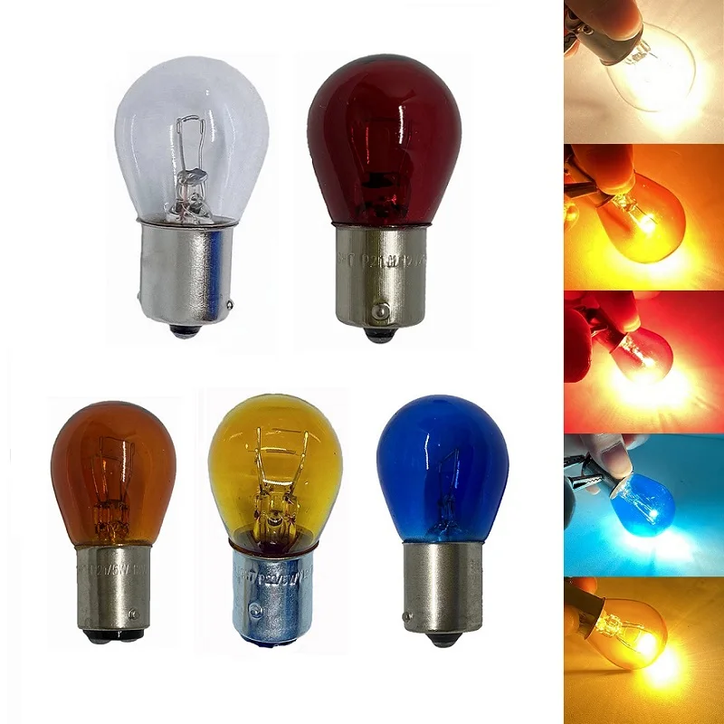 

1X S25 Bulb BA15S 12V 21W 382 P21W Blue/Clear/yellow/Amber/Red Color Auto Stop Glass Bulb Car Brake Lamp 1157 BAY15D