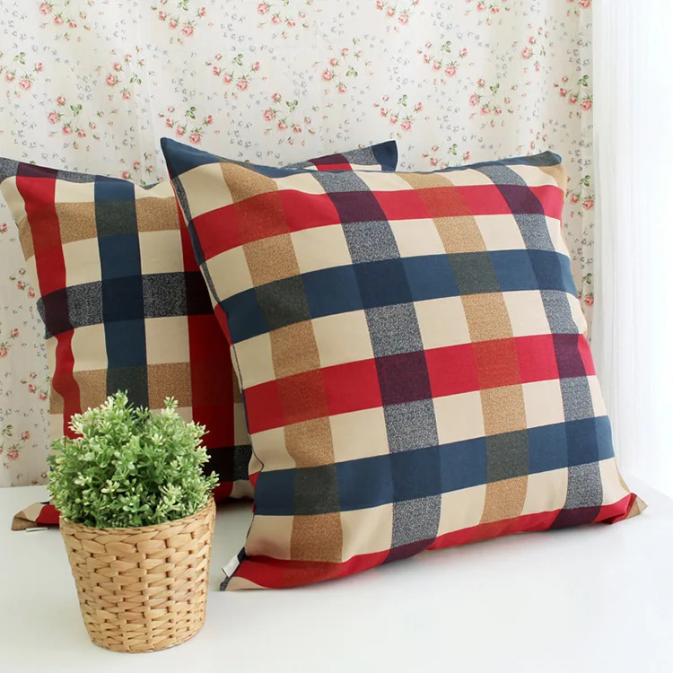 Waliicorners backrest pillowcase cotton lumbar pillow cover simple plaid checkered cushion cover 5 H623f57f04a2347b3a0fbdc3ea417c5c0r