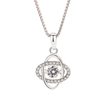 Lucky Four-leaf Clover Necklace S925 Sterling Silver Forest Simple Net Red Smart Hanging Wild Temperament Clavicle Chain