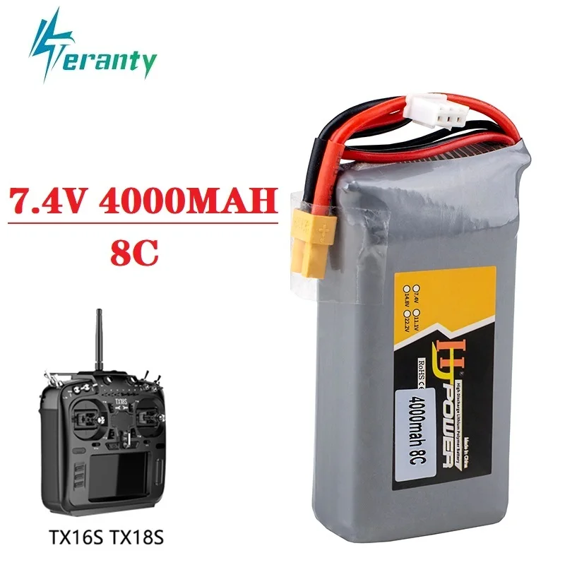4000mAh 2S 7.4V 8C Lipo Battery TX16S TX18S TRemote Control Transmitter JST-XH and XT30 Plug Large Endurance | Игрушки и хобби