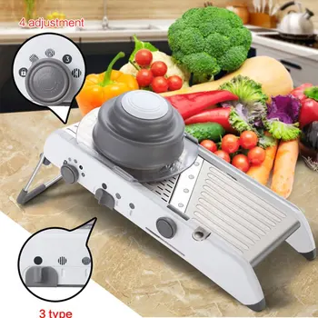 Adjustable Mandoline Slicer Manual Vegetable Cutter Professional 304 Stainless Steel Blades Vegetable Kitchen Gadgets Tools 
Adjustable Mandoline Slicer Manual Vegetable Cutter Professional 304 Stainless Steel Blades Vegetable Kitchen Gadgets Tools