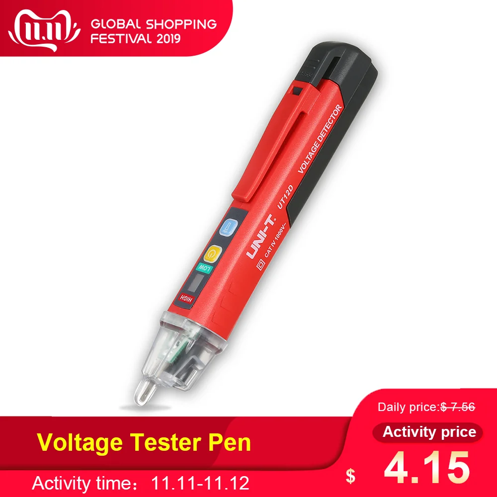Portable Non-contact AC Voltage Tester Pen Shaped V~Alert Detector with Sound and Light Alarm and LED Flashlight
Portable Non-contact AC Voltage Tester Pen Shaped V~Alert Detector with Sound and Light Alarm and LED Flashlight