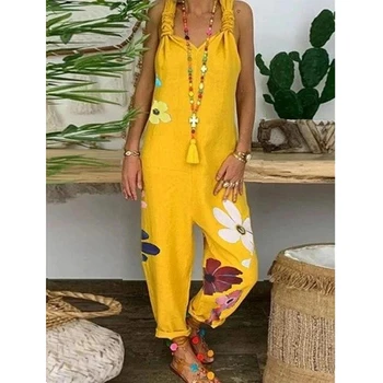 Flower Print Linen Cotton Jumpsuit Women Loose Plus Size Sleeveless Overalls Casual Lace Up Strappy Adjust Long Romper Playsuit
Flower Print Linen Cotton Jumpsuit Women Loose Plus Size Sleeveless Overalls Casual Lace Up Strappy Adjust Long Romper Playsuit