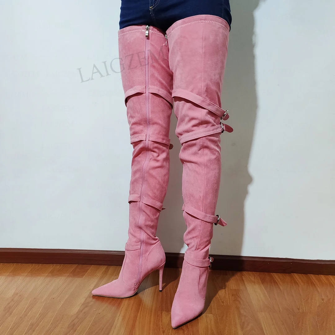 SEIIHEM Women Over Knee Boots Buckle Straps Zip Up Heeled Boots Thigh High Pink Party Prom Shoes Woman Botas Big Size 42 43 47
SEIIHEM Women Over Knee Boots Buckle Straps Zip Up Heeled Boots Thigh High Pink Party Prom Shoes Woman Botas Big Size 42 43 47