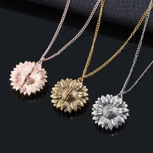 RJ ローズゴールドシルバーカスタムひまわりネックレスユア · マイ · サンシャインオープンロケットひまわり襟レディース少女の友人の宝石類のギフ(China)