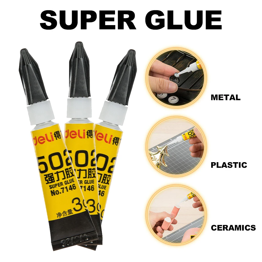 3PCs Deli 7146 Super Glue 502 Instant Adhesive Super Glue 3 G/pcs Suitable for Wood-Plastic Metalic Glue Silencer Material
3PCs Deli 7146 Super Glue 502 Instant Adhesive Super Glue 3 G/pcs Suitable for Wood-Plastic Metalic Glue Silencer Material