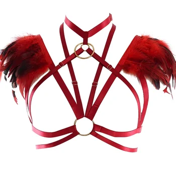 Feather Harness Bra Red Shoulder Epaulettes Harajuku Punk Sexy Body Cage Chest Belt Burning Art Dance Clothes Plus Size Elastic
Feather Harness Bra Red Shoulder Epaulettes Harajuku Punk Sexy Body Cage Chest Belt Burning Art Dance Clothes Plus Size Elastic