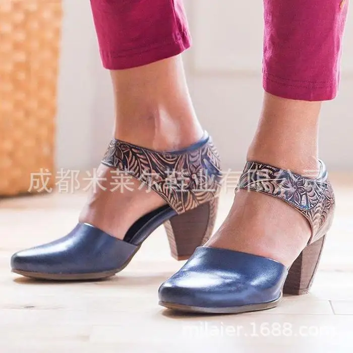 New Style Bohemian 2019 Summer Fish Mouth Rome Style WOMEN'S Sandals Velcro Ultra-High-Heel WOMEN'S Shoes
