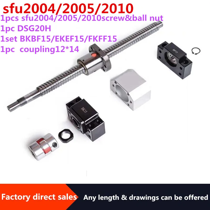 20MM Ball screw SFU2004/2005 /2010End Machined+RM2004/2005/2010 single Ball Nut+ BK15 BF15/fkff15/ekef15 End Support+ coupler
20MM Ball screw SFU2004/2005 /2010End Machined+RM2004/2005/2010 single Ball Nut+ BK15 BF15/fkff15/ekef15 End Support+ coupler