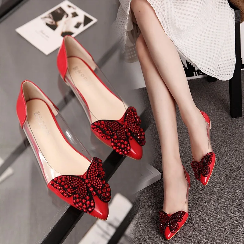 New Flat Shoes Women Transparent Ballet Flats Shallow Red Butterfly-knot Pointed Toe Shoes Wholesale Ladies Footwear AEZLZ097 
New Flat Shoes Women Transparent Ballet Flats Shallow Red Butterfly-knot Pointed Toe Shoes Wholesale Ladies Footwear AEZLZ097