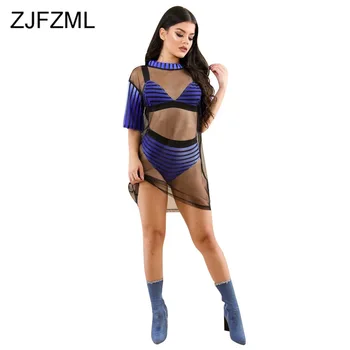 Sexy Striped Swimming 3 Piece Set Women Straped Backless Crop Bra + Bodycon Shorts + Transparent Mesh Mini Dress Beach Outfits
Sexy Striped Swimming 3 Piece Set Women Straped Backless Crop Bra + Bodycon Shorts + Transparent Mesh Mini Dress Beach Outfits