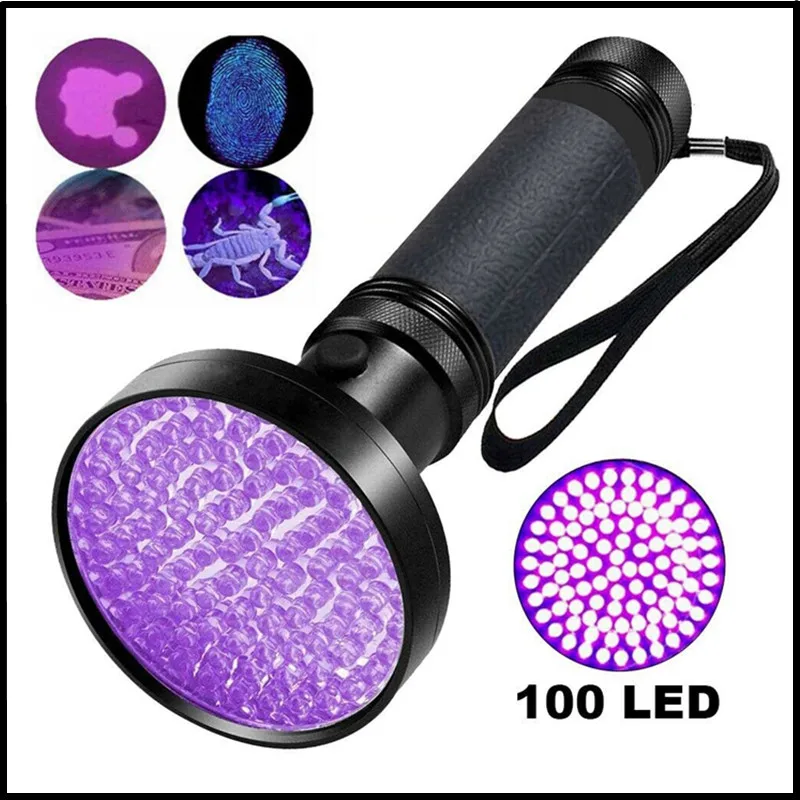 Ultraviolet UV 100 LEDs 395nm Flashlight Blacklight Light UV Detection Flashlight Torch for Outdoor work Powerful Flashlig
Ultraviolet UV 100 LEDs 395nm Flashlight Blacklight Light UV Detection Flashlight Torch for Outdoor work Powerful Flashlig