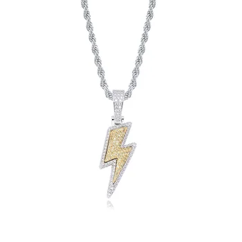 Cubic Zircon Necklace Hip Hop Lightning Shape Pendants With Rope Chains Silver Color Pendant Necklaces Men Women Copper Bling
Cubic Zircon Necklace Hip Hop Lightning Shape Pendants With Rope Chains Silver Color Pendant Necklaces Men Women Copper Bling
