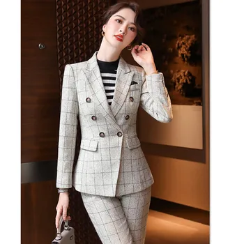 Plaid Suit Female Business Wear Overalls 2020 New Fashion Elegant British Style High End Ensemble 2 Piece Femme Panatalon
Plaid Suit Female Business Wear Overalls 2020 New Fashion Elegant British Style High End Ensemble 2 Piece Femme Panatalon