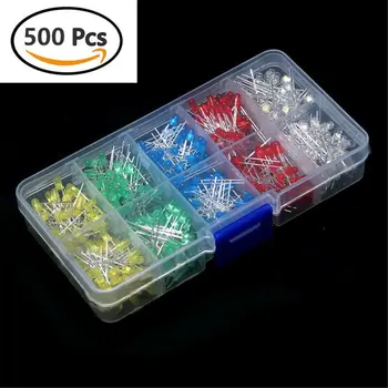3MM LED Diode Kit 5x100 Pcs 500 Units 3mm LED Light Assortment LED Craft Kit Set 1.8V 20mA LED indicator
3MM LED Diode Kit 5x100 Pcs 500 Units 3mm LED Light Assortment LED Craft Kit Set 1.8V 20mA LED indicator