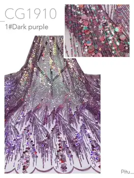 2020 Sequin Lace Fabric Mesh Purple Color African Embroidery Sequence Nigerian French Party Latest High Quality Tulle Hot Sale
2020 Sequin Lace Fabric Mesh Purple Color African Embroidery Sequence Nigerian French Party Latest High Quality Tulle Hot Sale