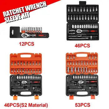 46/53Pcs Ratchet Wrench Carbon Steel Combination Set Socket Screwdriver Sleeve Car Motorcycle Repair Tool Kits with Carry Case
46/53Pcs Ratchet Wrench Carbon Steel Combination Set Socket Screwdriver Sleeve Car Motorcycle Repair Tool Kits with Carry Case