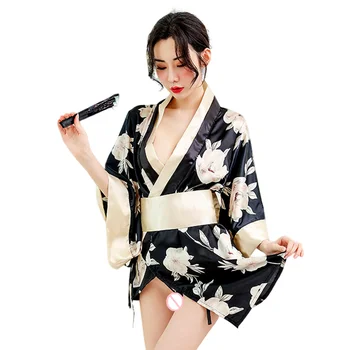 Sexy Printed Floral Lingerie Robe Porno Deep V-neck Black Night Gowns Silk Bath Robe Satin Bridesmaid Robes Sleepwear Night Wear 
Sexy Printed Floral Lingerie Robe Porno Deep V-neck Black Night Gowns Silk Bath Robe Satin Bridesmaid Robes Sleepwear Night Wear