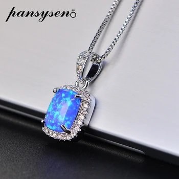PANSYSEN Women 925 Sterling Silver Pendant Necklaces Created Square Blue Opal Necklace With Birthday Gifts for Wife
PANSYSEN Women 925 Sterling Silver Pendant Necklaces Created Square Blue Opal Necklace With Birthday Gifts for Wife