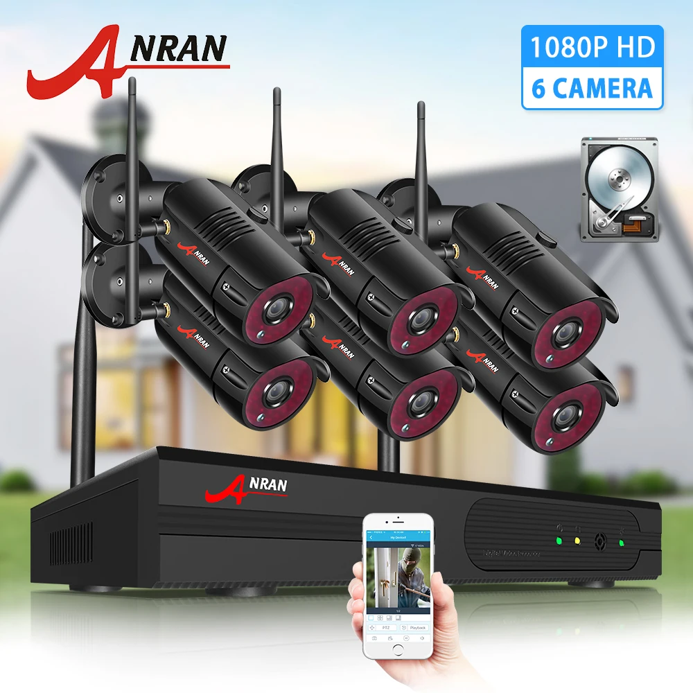 ANRAN 6CH Surveillance System 2MP Wireless Outdoor Camera Kit Security System Video Recorder Waterproof Remote Control Night
ANRAN 6CH Surveillance System 2MP Wireless Outdoor Camera Kit Security System Video Recorder Waterproof Remote Control Night