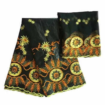 Hot Black Color Bazin Riche Brode Lace Fabric With 2 Yards Net Blouse African Tulle Lace Hot Embroidery Gold Line Guipure Fabric 
Hot Black Color Bazin Riche Brode Lace Fabric With 2 Yards Net Blouse African Tulle Lace Hot Embroidery Gold Line Guipure Fabric