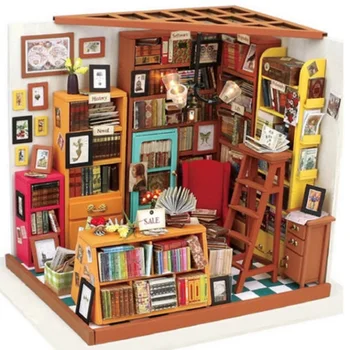 DIY Hand Make Dollhouse The Book Shop Dollhouse Miniature Dust Cover 3D LED Furniture Kit Light Box Gift For Children 
DIY Hand Make Dollhouse The Book Shop Dollhouse Miniature Dust Cover 3D LED Furniture Kit Light Box Gift For Children