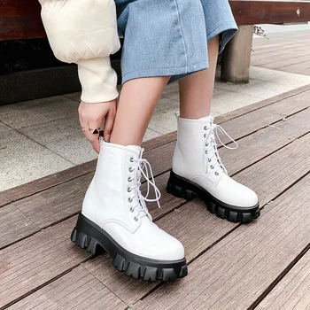 Rimocy Ankle Boots for Women Patent Leather Shoes Chunky Platform White Boots Autumn Winter 2019 Lace Up Warm Plush Ladies Shoes
Rimocy Ankle Boots for Women Patent Leather Shoes Chunky Platform White Boots Autumn Winter 2019 Lace Up Warm Plush Ladies Shoes