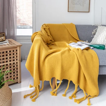 Knitted Blanket High Quality Sofa Bed Cover Air Conditioning Comfy Sleeping Bedspreads Home Airplane Thread Blanket with Tassel
Knitted Blanket High Quality Sofa Bed Cover Air Conditioning Comfy Sleeping Bedspreads Home Airplane Thread Blanket with Tassel