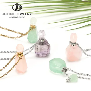 JD Hot Sale Gemstone Essential Oil Perfume Bottle Pendant Necklace Stainless Steel Jewelry Crystals Healing Necklace
JD Hot Sale Gemstone Essential Oil Perfume Bottle Pendant Necklace Stainless Steel Jewelry Crystals Healing Necklace