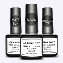 3 スタイル/セット 8 ミリリットル UV ジェルネイルポリッシュマットトップコートベース Tmepered トップコートネイルジェルプライマーソークオフ UV ジェルネイルアートマニキュア(China)