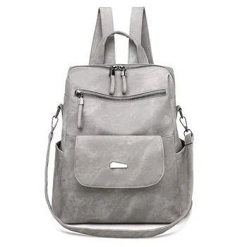 High Quality Pu Leather Backpacks Women Gray Black Soft Leisure City Back Pack Ladies Backbag Small 
High Quality Pu Leather Backpacks Women Gray Black Soft Leisure City Back Pack Ladies Backbag Small