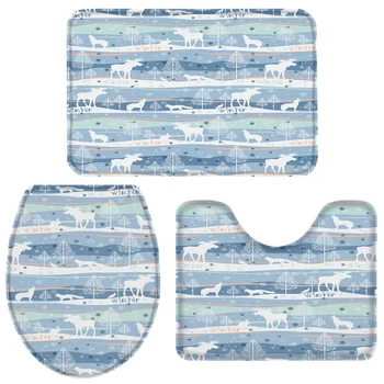 3 Pieces Bathroom Set Christmas Snowflakes And Elk Bath Set Toilet Cover Mat Pedestal Rug Non-Slip Bathroom Rug Set
3 Pieces Bathroom Set Christmas Snowflakes And Elk Bath Set Toilet Cover Mat Pedestal Rug Non-Slip Bathroom Rug Set