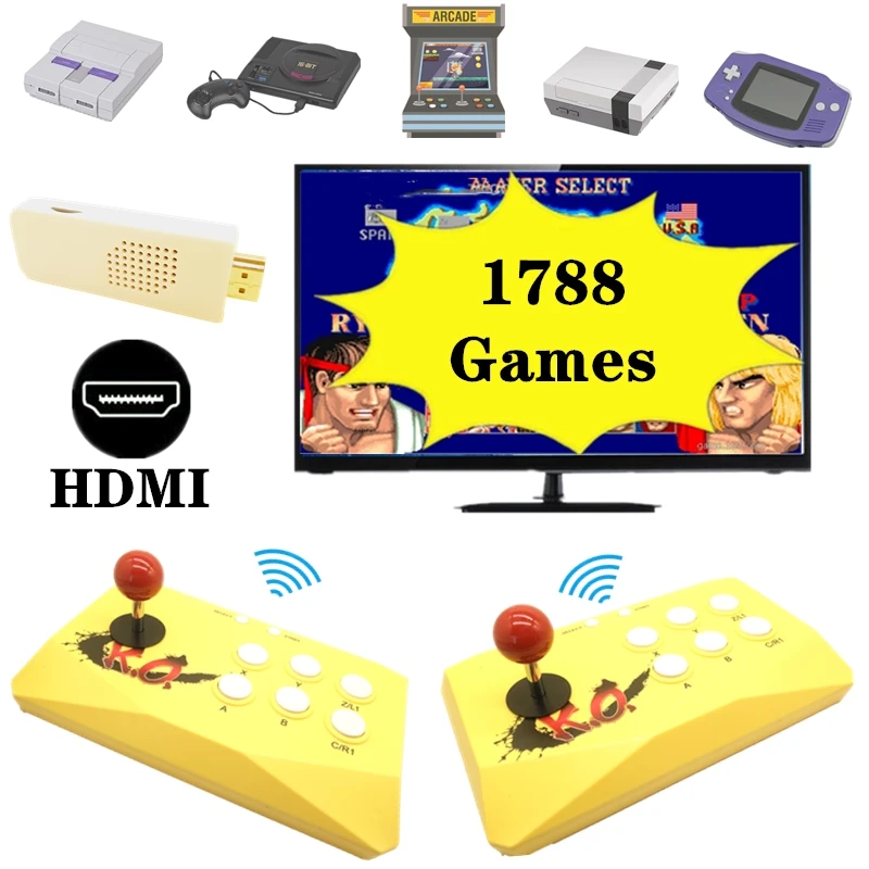 HDMI Wireless Retro Arcade Joystick Game Console with 1788 Built-in Games for Arcade Games for Snes For Genesis for Nes
HDMI Wireless Retro Arcade Joystick Game Console with 1788 Built-in Games for Arcade Games for Snes For Genesis for Nes