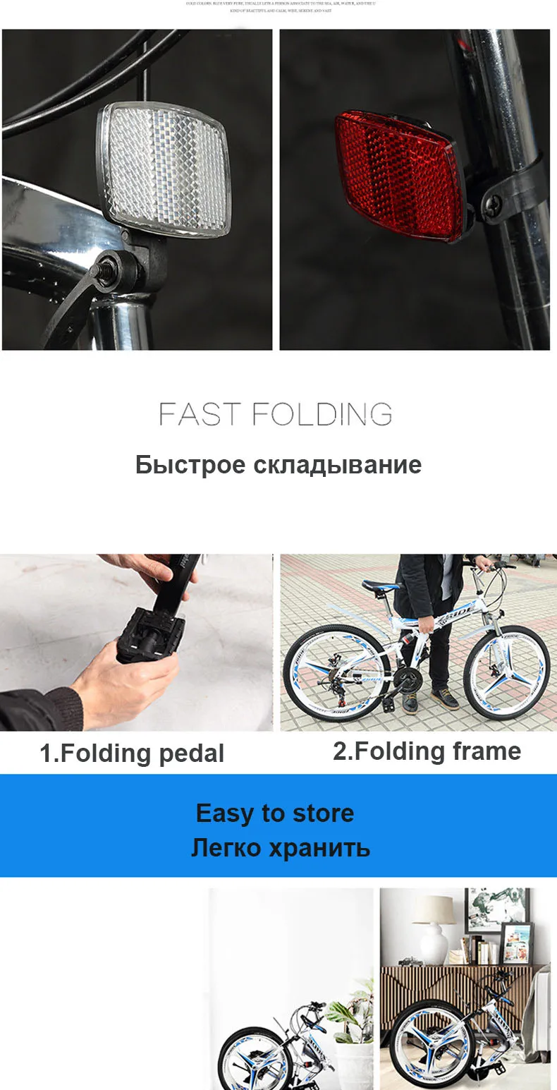 Best Mountain Bike 26 Inch 21/24/27/30 Speed 6 Knife Folding Mountain Bicycle Double Disc Brake 2019 New Suitable for Adults 17