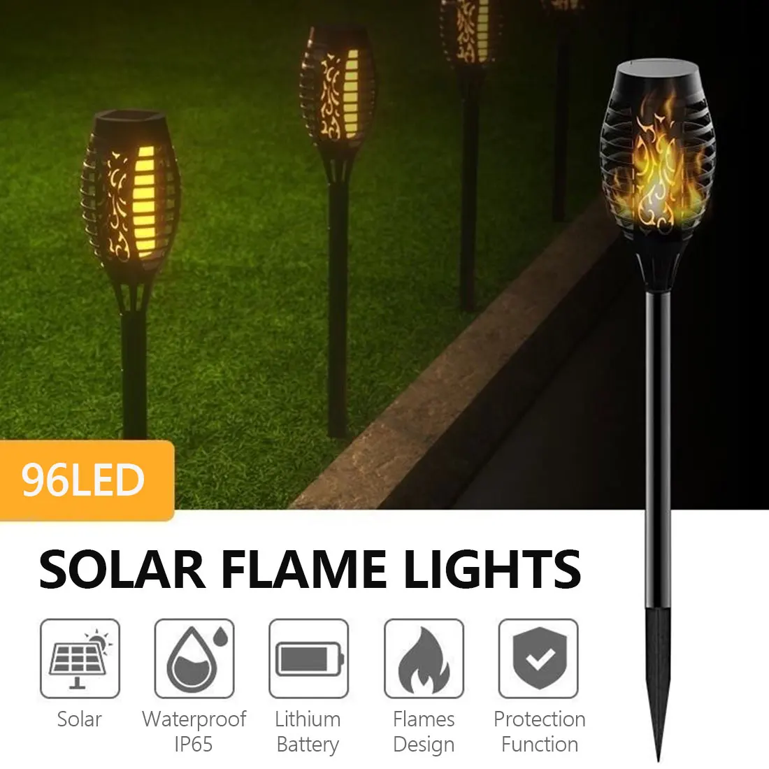 1PC/ 2PC/ 4PC 96LED Waterproof Flickering Flame Solar Torch Light Garden Lamp Outdoor Landscape Decoration Garden Lawn Light
1PC/ 2PC/ 4PC 96LED Waterproof Flickering Flame Solar Torch Light Garden Lamp Outdoor Landscape Decoration Garden Lawn Light