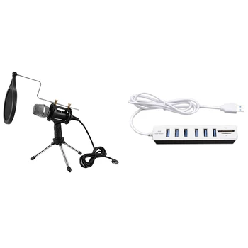 Professional Microphone Condenser with USB Hub 2.0 Multi USB Splitter 2.0 USB Hub 6 Ports Hab Mini TF/SD Card
Professional Microphone Condenser with USB Hub 2.0 Multi USB Splitter 2.0 USB Hub 6 Ports Hab Mini TF/SD Card