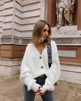 New European Women Autumn Winter Warm Sweaters Split Cardigan Long Sleeve Loose V-neck Button Thicken Cardigan Women Sweaters 
New European Women Autumn Winter Warm Sweaters Split Cardigan Long Sleeve Loose V-neck Button Thicken Cardigan Women Sweaters